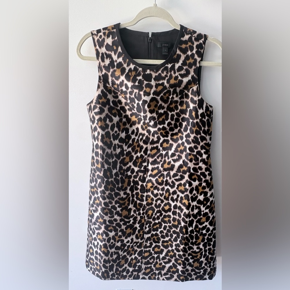 J.Crew Leopard Print Sleeveless Shift Dress Size 4